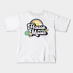 HOUSE MUSIC  - Butterfly Rainbow (blue/yellow) Kids T-Shirt